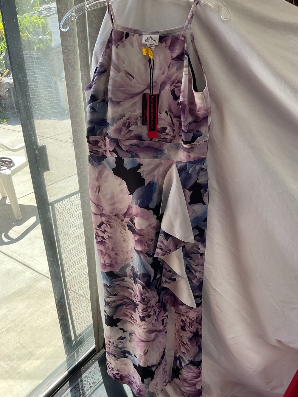 Sweet storm Floral Halter Midi Dress in Lavender and Black